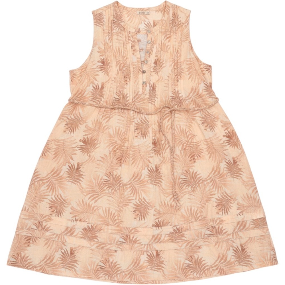 Faherty Linen Blend Isha Peach Palms Print Sleeveless Midi Dress Peach Tan XL